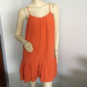 Joie orange sleeveless silk cami dress with ruffle trim size small